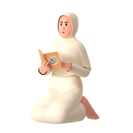 Reading Quran Female  3D Illustration