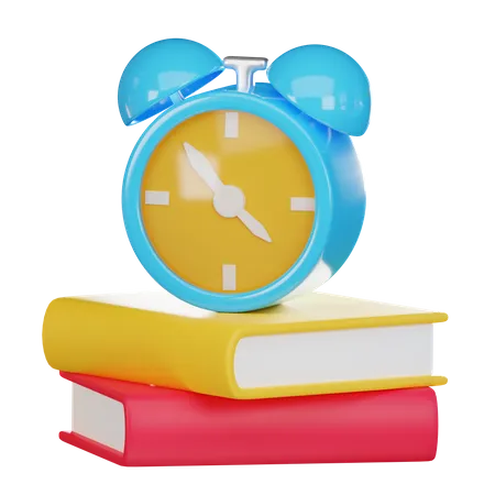 Blue Clock On Book 3D Icon