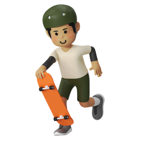 Ready Pose Skateboard Boy  3D Icon