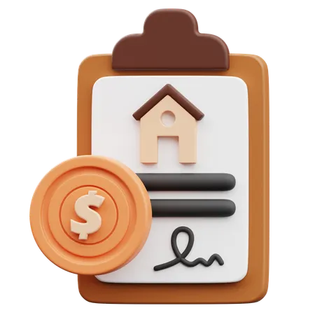 Real Estate Contract with Payment  3D Icon