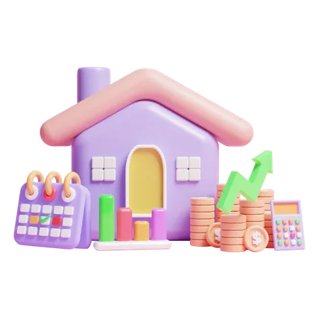 3 D Business Management On Home Concept Icon Or Investing Money On Home Business Concept Icon 3D Illustration