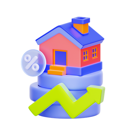 Real Estate Market Growth  3D Icon