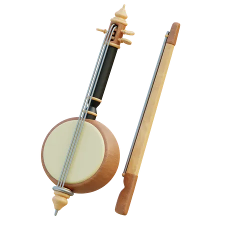 A 3 D Illustrated Rebab A Bowed String Instrument Highlighting Its Traditional Design And Intricate Craftsmanship 3D Icon