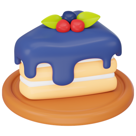 Rebanada de pastel de arándanos  3D Icon
