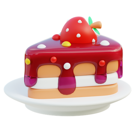 Rebanada de pastel de fresa  3D Icon