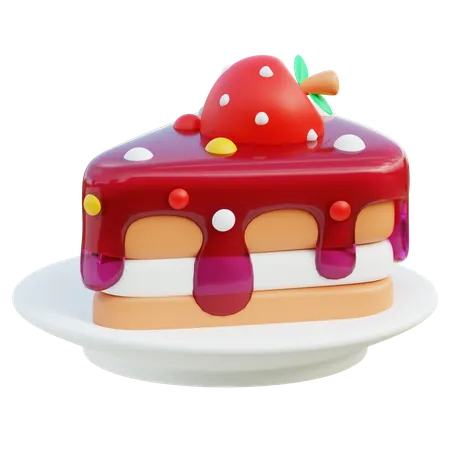 Rebanada de pastel de fresa  3D Icon