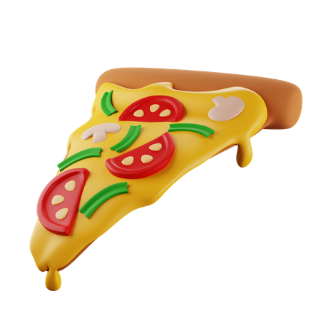 Rebanada De Pizza Con Champiñones  3D Illustration