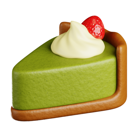 Porción de tarta de queso y matcha con fresa  3D Icon
