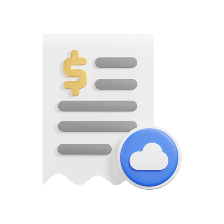 Receipt Cloud  3D Icon