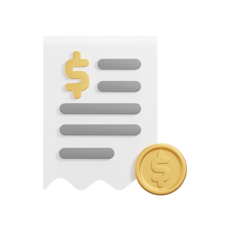 Receipt Dollar  3D Icon