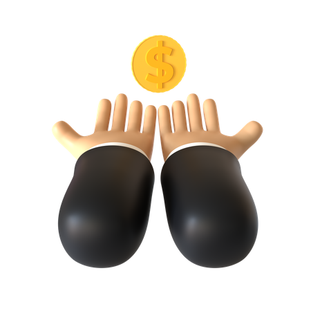 Receiving Coin Hand Gesture  3D Illustration