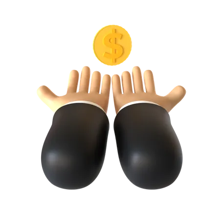 Receiving Coin Hand Gesture  3D Illustration