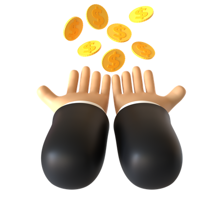 Receiving Coins Hand Gesture  3D Illustration