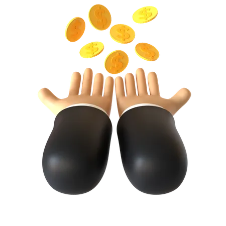 Receiving Coins Hand Gesture  3D Illustration