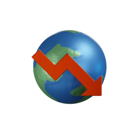 Récession économique mondiale  3D Icon