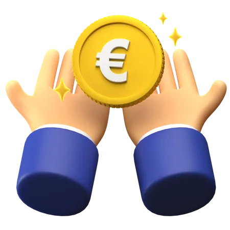 Recevoir de l'argent en euros  3D Illustration