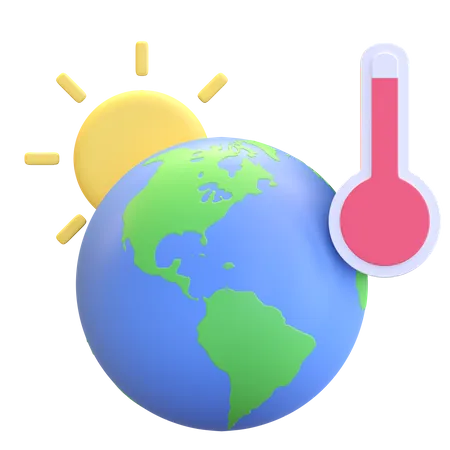 Icone De Temperature Chaude De La Planete Terre 3D Illustration