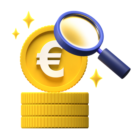 Recherche financière euro  3D Illustration