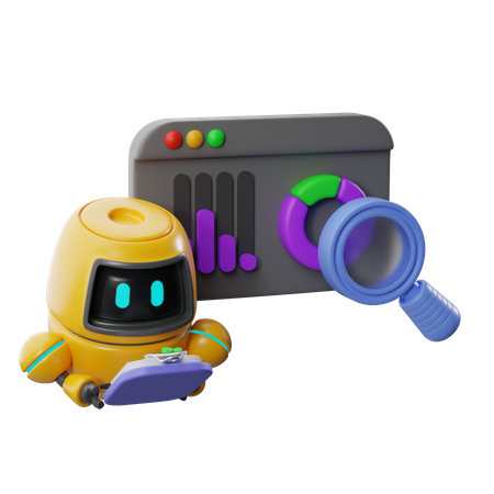 Recherche sur les robots  3D Icon