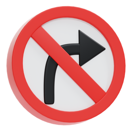 Schild „Rechts abbiegen verboten“  3D Icon