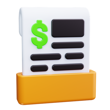 Recibo financiero  3D Icon