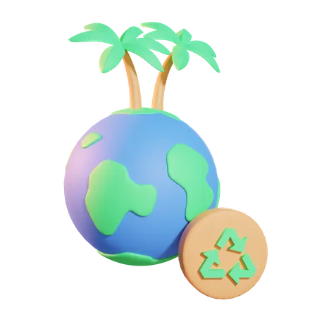 Reciclagem de terra  3D Icon