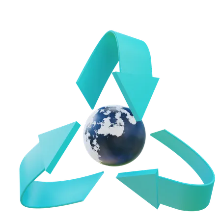 Reciclando terra  3D Icon