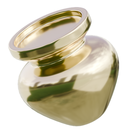 Récipient en forme de cœur en argent poli, forme abstraite  3D Icon