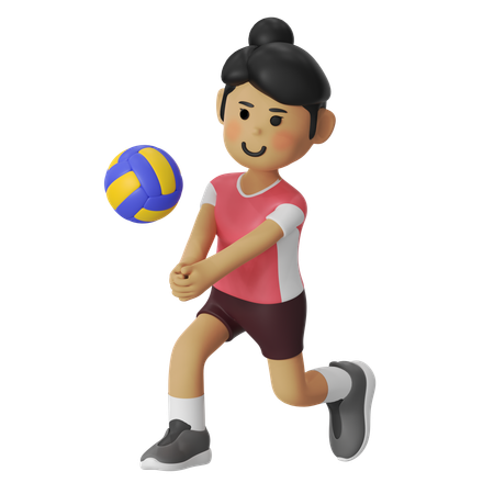 Recive Volley Player Girl  3D Illustration