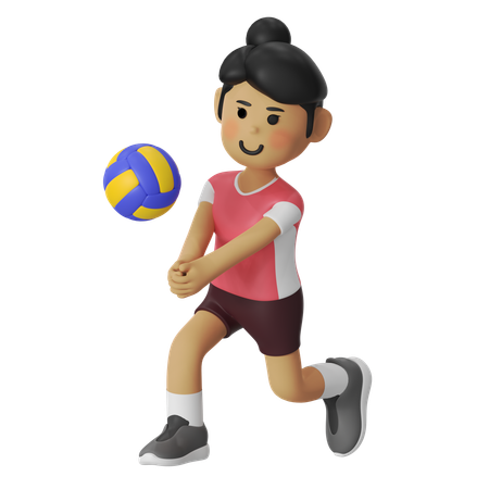 Recive Volley Player Girl  3D Icon