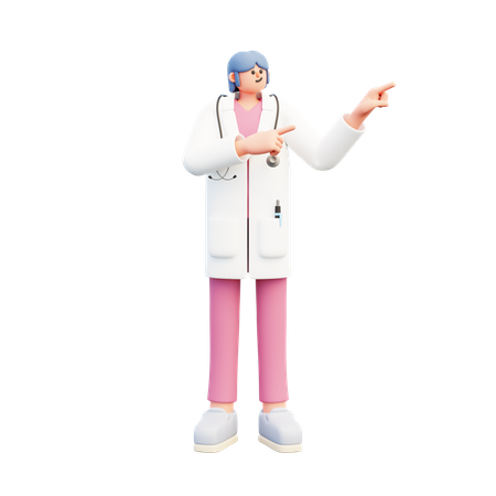 Mulher médica em pé e apontando recomendação  3D Illustration
