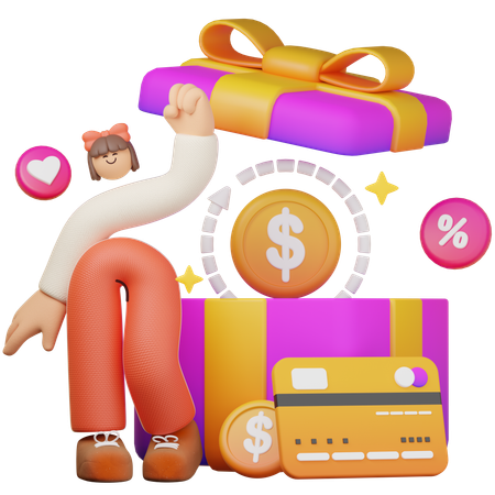 Recompensa de devolución de dinero por compras  3D Illustration