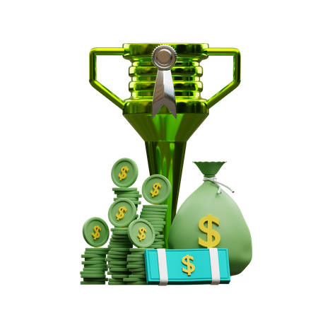 Récompenser un trophée avec beaucoup d'argent  3D Icon