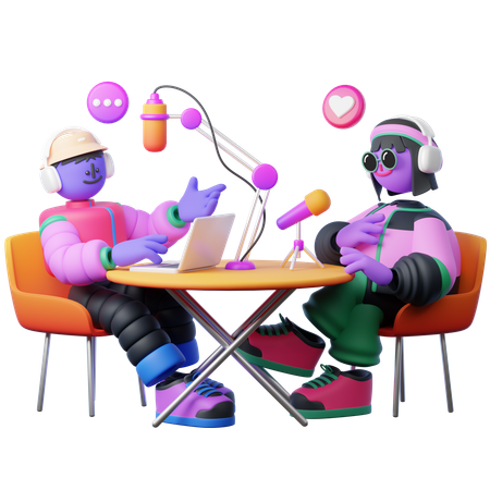 Recording Conversation into Podcast  3D Illustration