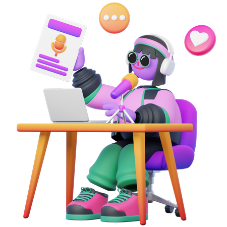 Recording Podcast  3D Illustration