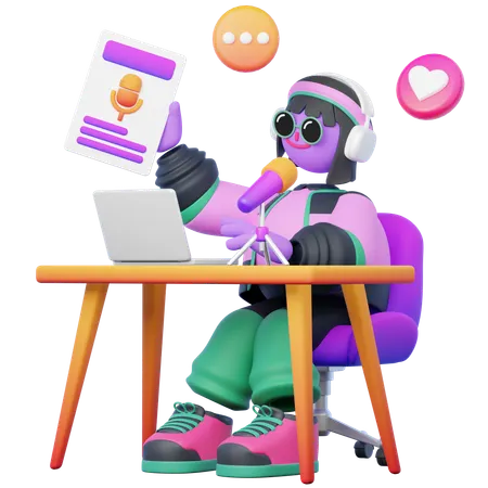 Recording Podcast  3D Illustration