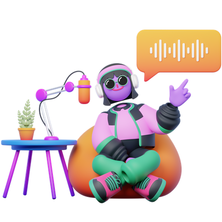Recording Podcast while Sitting Comfortable  3D Icon