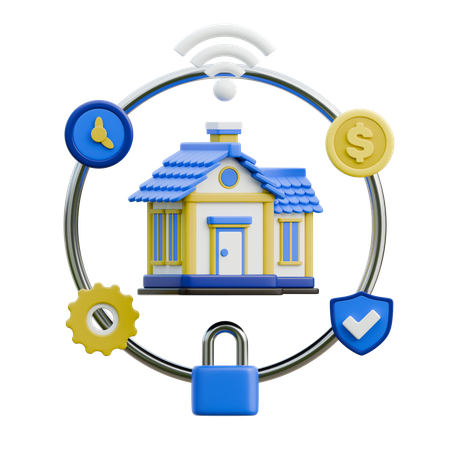 Recursos de segurança e automação residencial inteligente  3D Icon