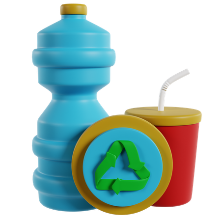 Recyclage des bouteilles et des gobelets en plastique  3D Icon