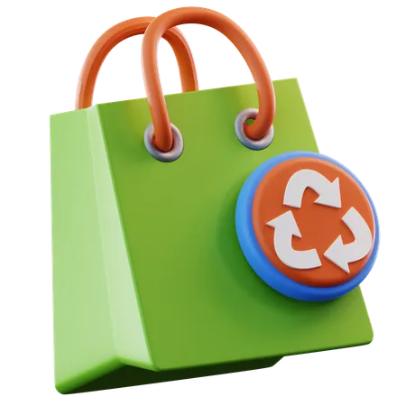 3 D Illustration Recycle Bag 3D Icon