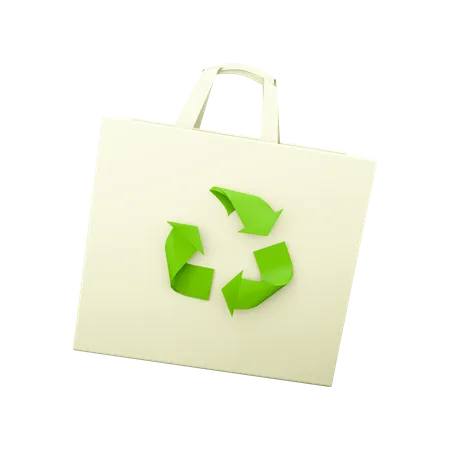 3 D Rendering Cloth Eco Bags Blank Icon 3 D Render Empty Bags And Green Recycling Symbol Icon 3D Icon