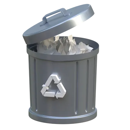 Recycle Bin Full Status Isolated 3 D Interface Icon Illustration 3D Icon