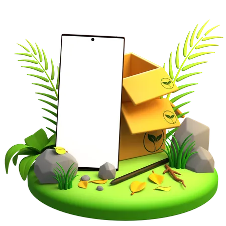 Recycle la maquette mobile en carton  3D Illustration