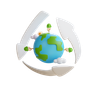 3d recycle globe logo
