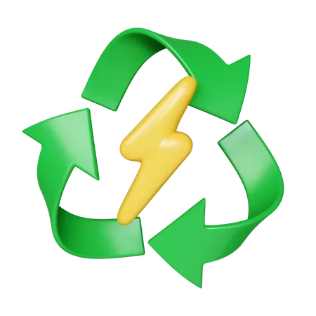 3 D Recycle Energy Saving Power Concept Renewable Sustainable Energy Sources Environmental Social Concept Icon Isolated On White Background 3 D Rendering Illustration Clipping Path 3D Icon