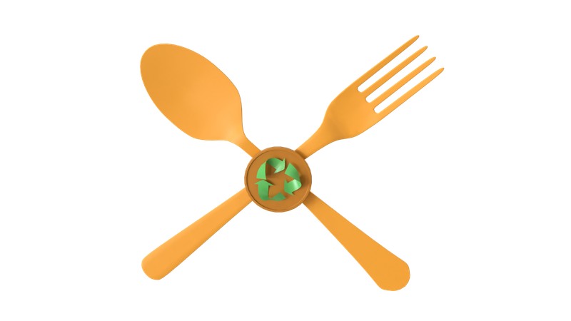 Recycle Fork and Spoon  3D Icon