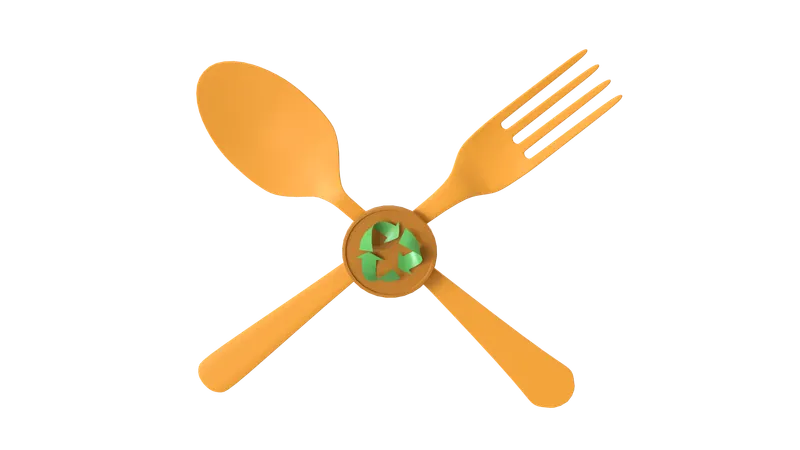 Recycle Fork and Spoon  3D Icon
