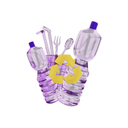 Recycle Plastic Bottles  3D Illustration