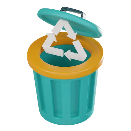 3 D Icon Trash Bin Symbolizing Eco Friendly Disposal Practices Ideal For Conveying Environmental Awareness And Waste Reduction Efforts 3 D Render Illustration 3D Icon