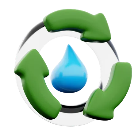 Pure Fresh Water Drop With Arrows Around For Renewable Natural Resource Water Recycling 3 D Icon Illustration Render Design 3D Icon